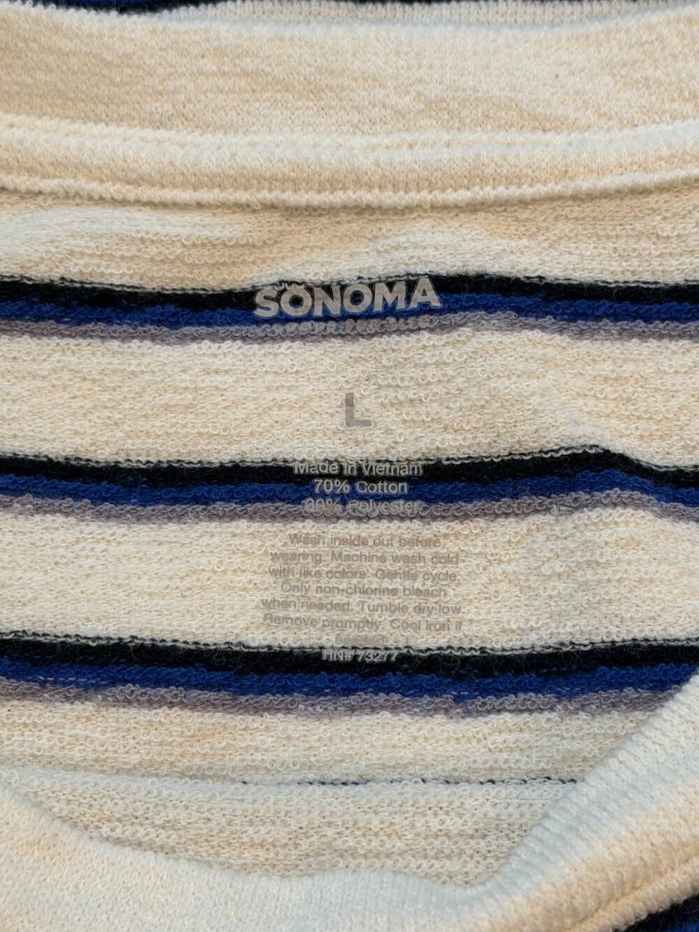 Sonoma Minimalist Knit Tank Top Cream Blue L - Picture 4 of 6